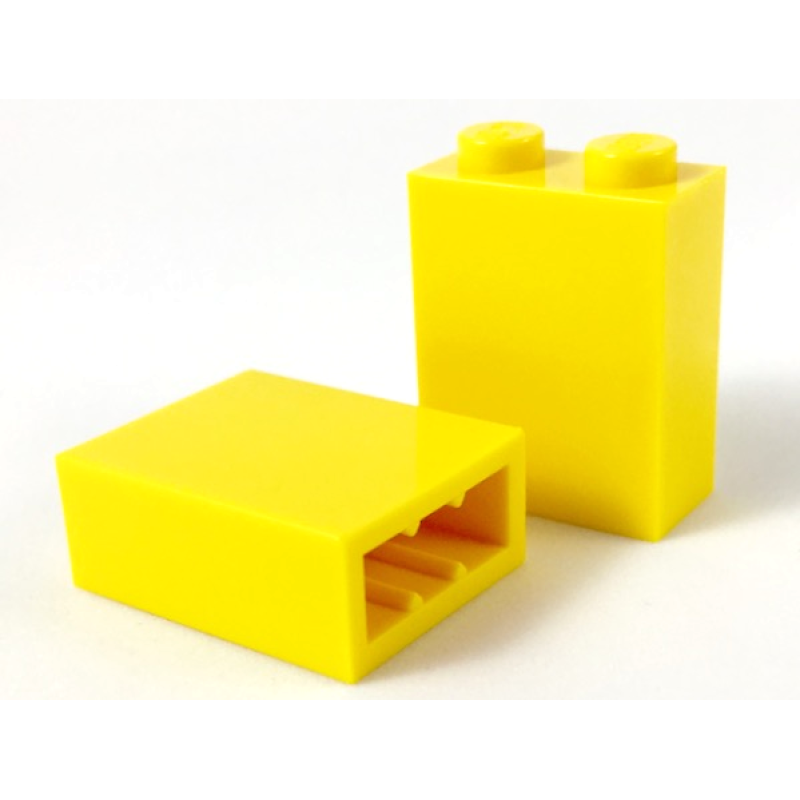 Steen 1x2x2 met nophouder aan de binnenkant Yellow